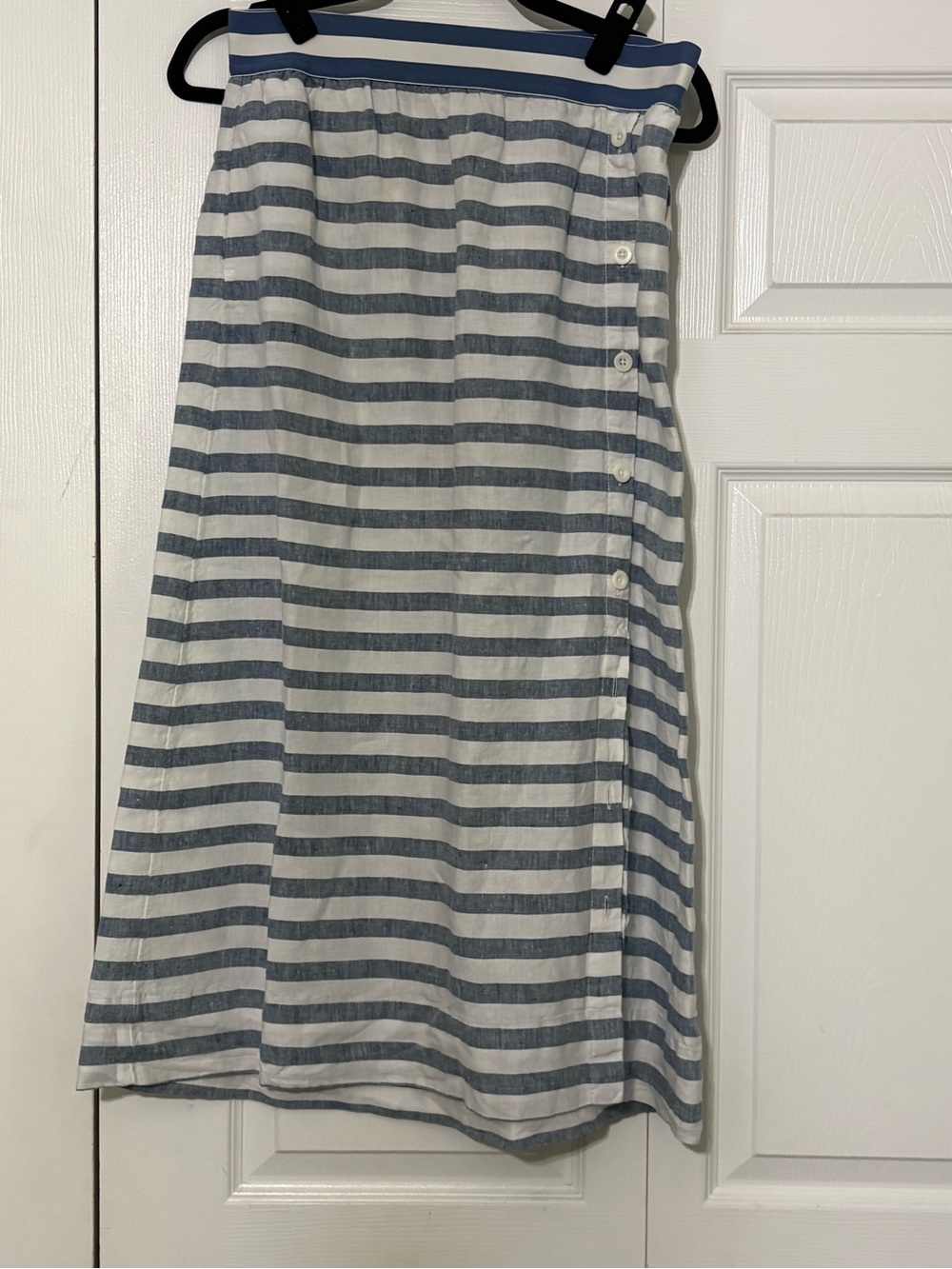J. Jill Blue and White Striped A-Line Midi Skirt